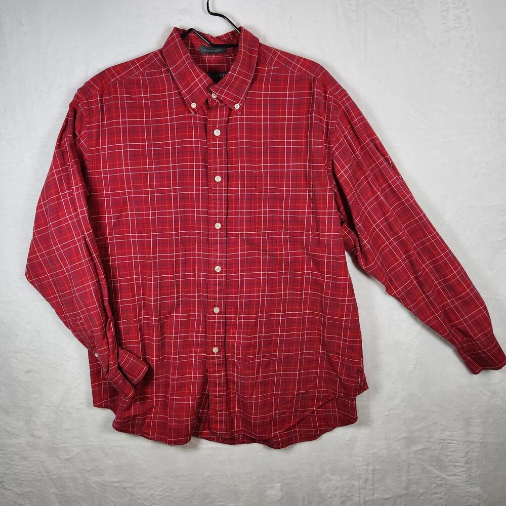 Lyle And‎ Scott 80s 2ply Cotton Plaid Red Shirt Size XL Cotton